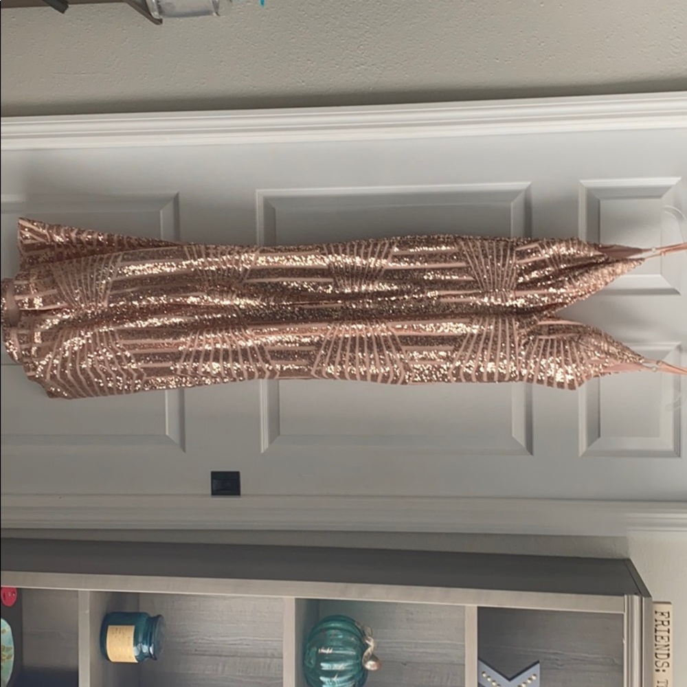 Sequins rose gold formal evening gown
